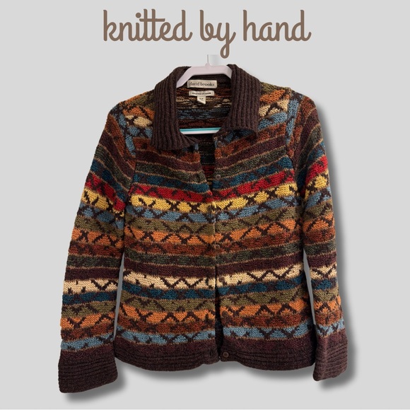 david brooks Denim - David Brooks Colorful Hand Knitted Cardigan
